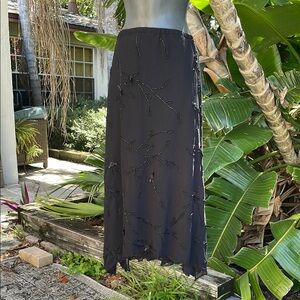 Beaded floral, sheer asymmetric skirt